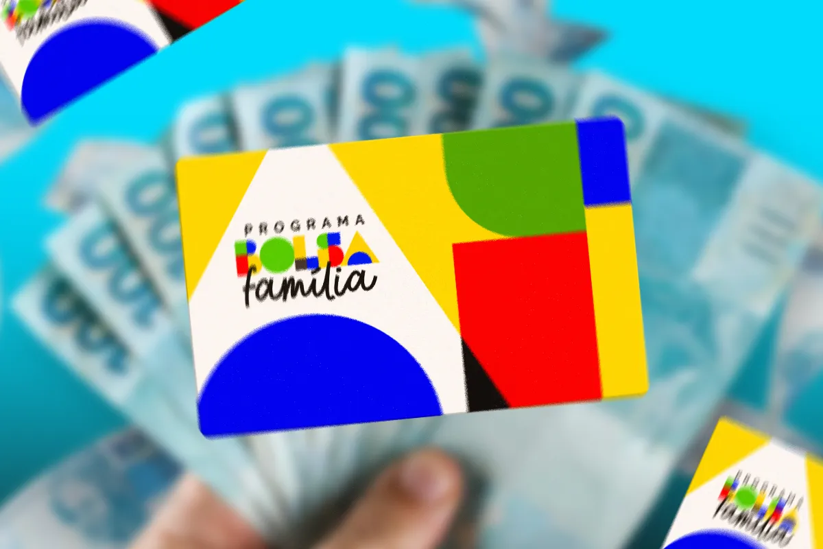 Pagamento do Bolsa Família de hoje (23) contempla beneficiários com NIS final 4 2 Cartão do programa Bolsa Família sobre notas de real representando o calendário de pagamentos de março de 2026 para beneficiários com NIS final 4