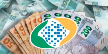 Notas de real brasileiro com o símbolo da Previdência Social representando o pagamento do 13º salário para beneficiários do INSS em 2026.