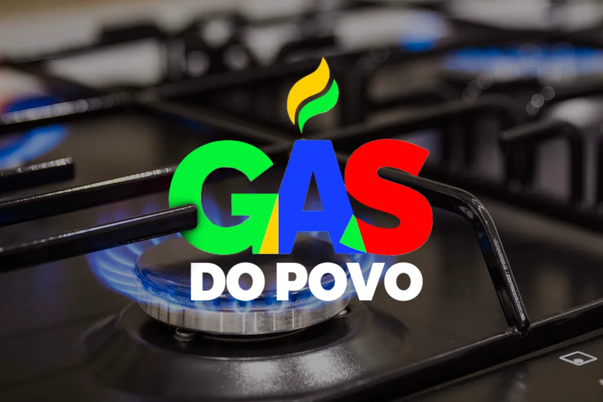 206 mil famílias recebem vale-recarga do Gás do Povo em nova etapa do benefício 2 Logo colorido do Gás do Povo sobre fundo de uma chama de fogão acesa, simbolizando o benefício de gás para famílias de baixa renda.